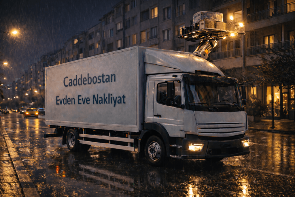 Caddebostan evden eve nakliyat hizmeti sunan LaZev Nakliyat asansörlü taşıma kamyonu
