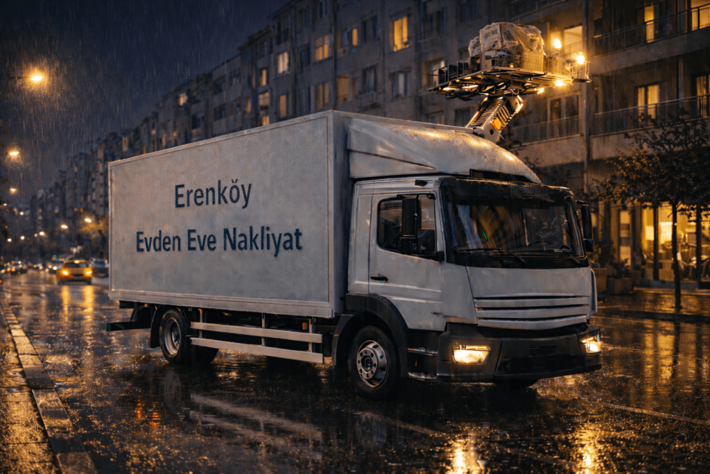 Erenköy evden eve nakliyat hizmeti sunan LaZev Nakliyat asansörlü taşıma kamyonu