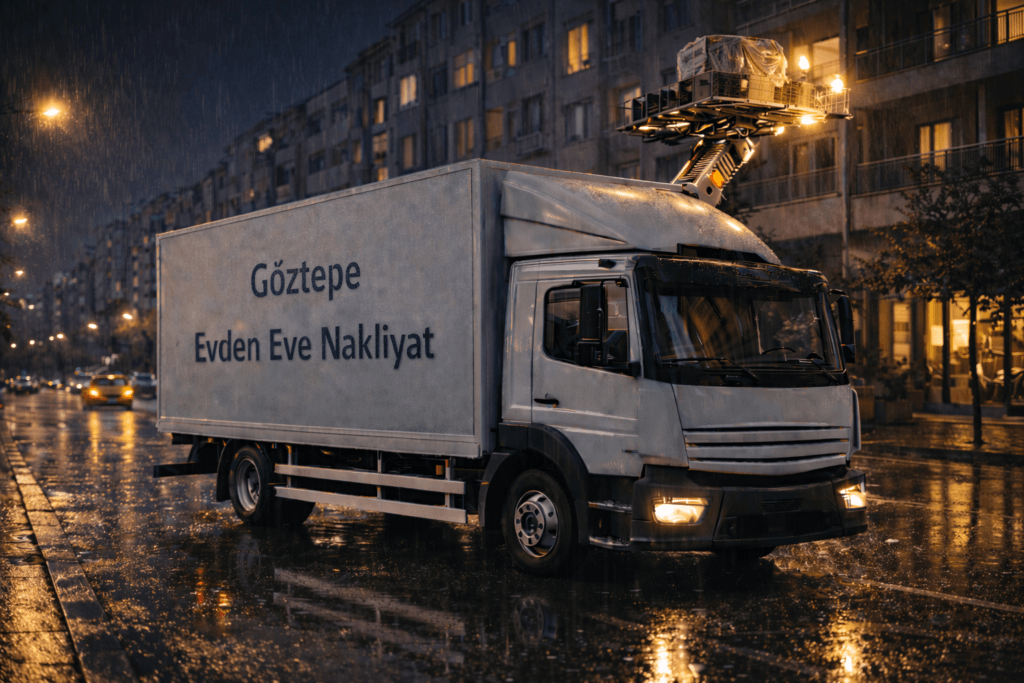 Göztepe evden eve nakliyat hizmeti sunan LaZev Nakliyat asansörlü taşıma kamyonu
