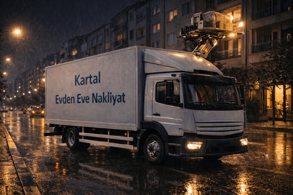 Kartal evden eve nakliyat hizmeti sunan LaZev Nakliyat asansörlü taşıma kamyonu
