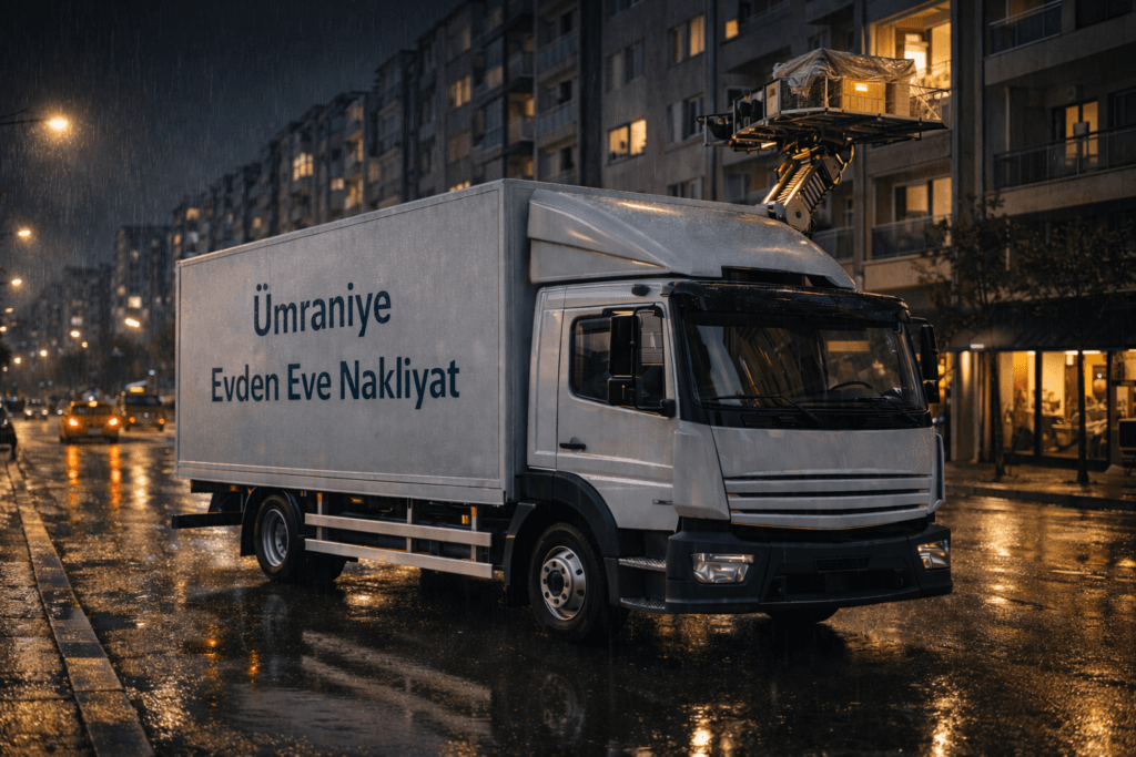Ümraniye evden eve nakliyat hizmeti sunan LaZev Nakliyat asansörlü taşıma kamyonu

