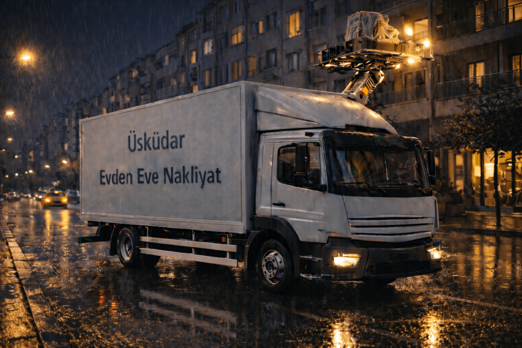 Üsküdar evden eve nakliyat hizmeti sunan LaZev Nakliyat asansörlü taşıma kamyonu
